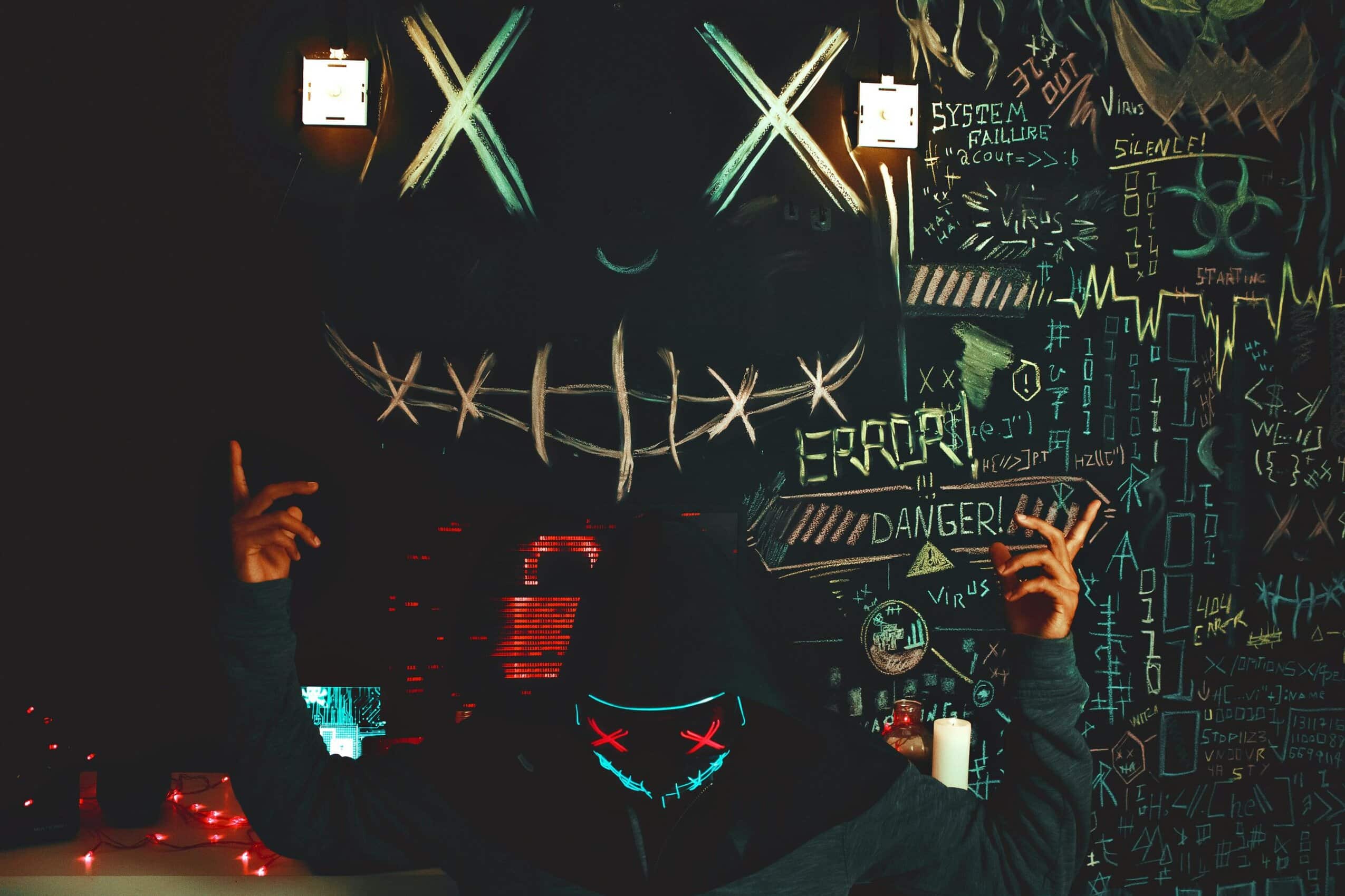 afbeelding van een gehackte website met foutmeldingen